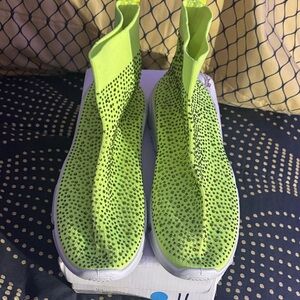 Neon Green Polka Dot High-Top Sneakers